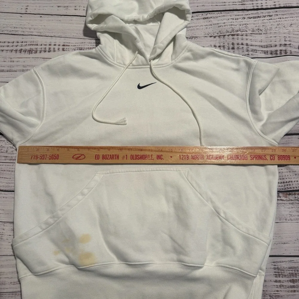 (STAINS)‎ Nike Fleece Pullover Hoodie Sweater White Men's Size Medium
